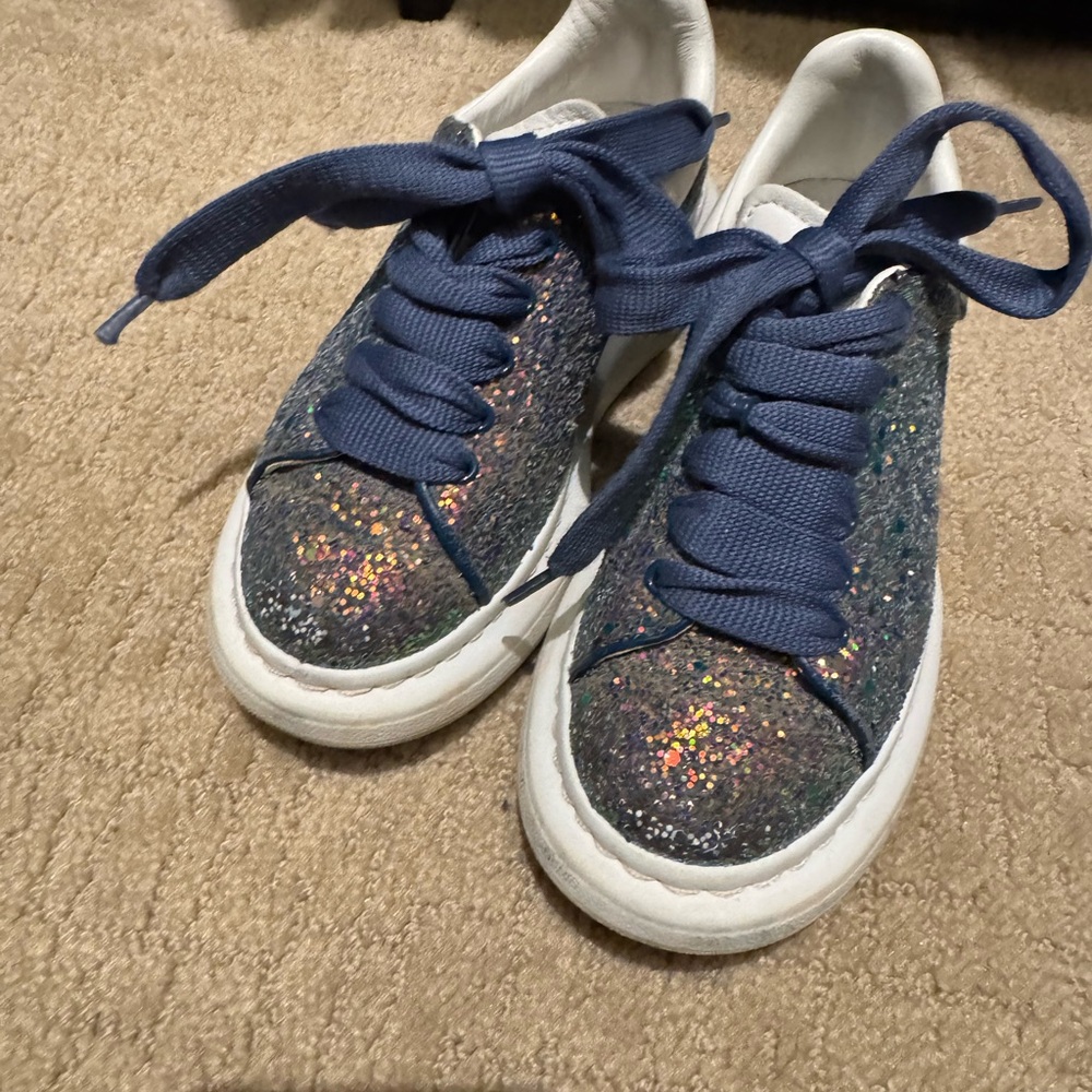 Alexander McQueen Glittery Blue Kids Sneakers